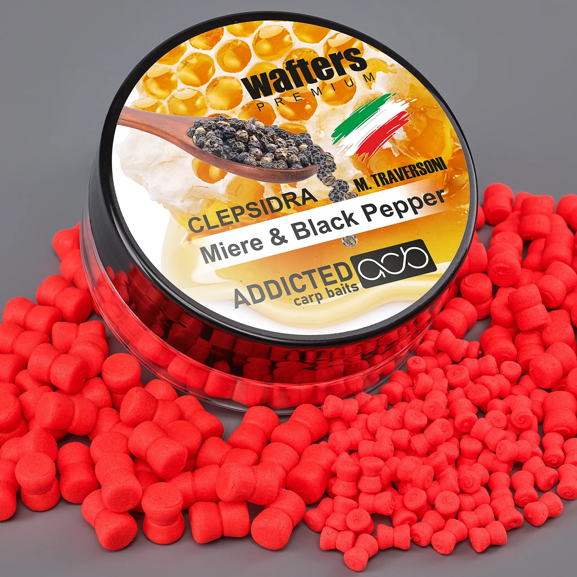 Bandum Wafters Clepsidra ADDICTED CARP BAITS - Miere & black pepper (Miele & Pepe nero)